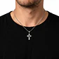 Collar Mini Cruz Cristal Blanco y Acero Plateada - Miniatura 3