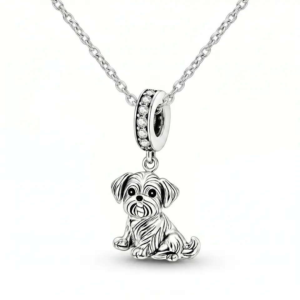 Charm Dije Colgante Plata 925 Perrito Shih Tzu 3