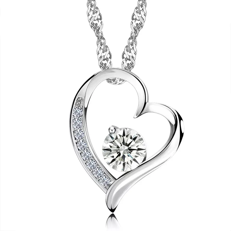 Collar Corazon con circon Plateado 1