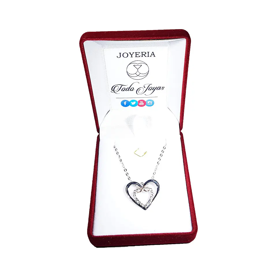 Collar Doble Corazon Infinito Plateado 2