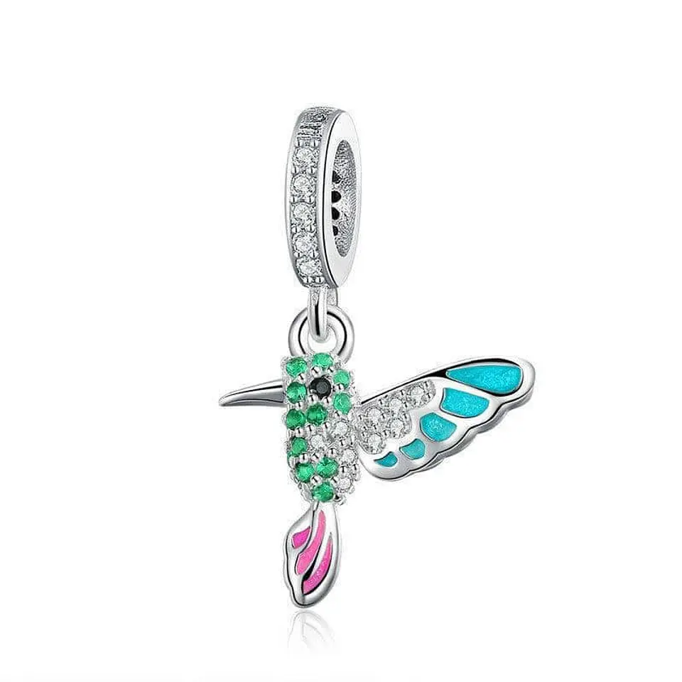 Charm Plata 925 Colibri Picaflor Pajaro Ave 1