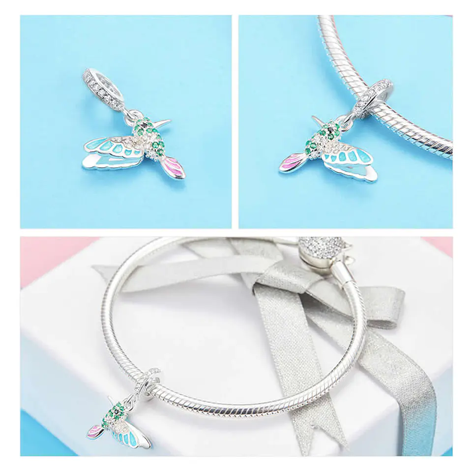 Charm Plata 925 Colibri Picaflor Pajaro Ave 5