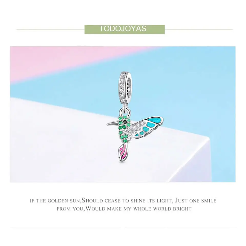 Charm Plata 925 Colibri Picaflor Pajaro Ave 6