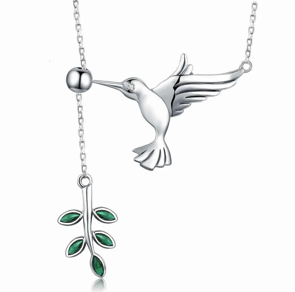 Collar Plata 925 Colibri Pajaro Ave Picaflor 1