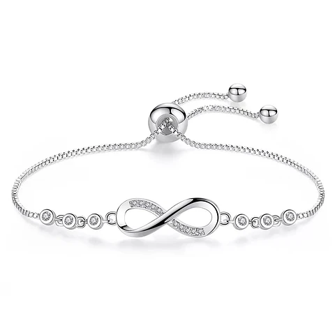 Pulsera Infinito Con Circones Plateada