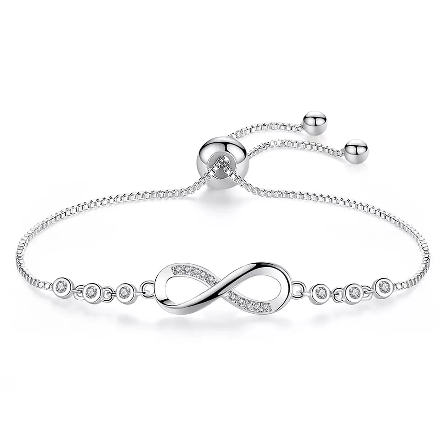 Pulsera Infinito Con Circones Plateada 1