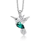 Collar Plata 925 Colibri Cristal Verde - Miniatura 1