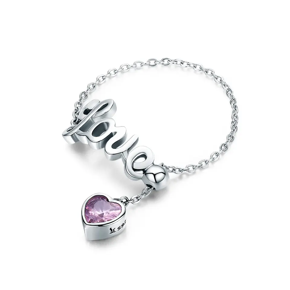 Anillo Plata 925 Cadena Love y Circon 1
