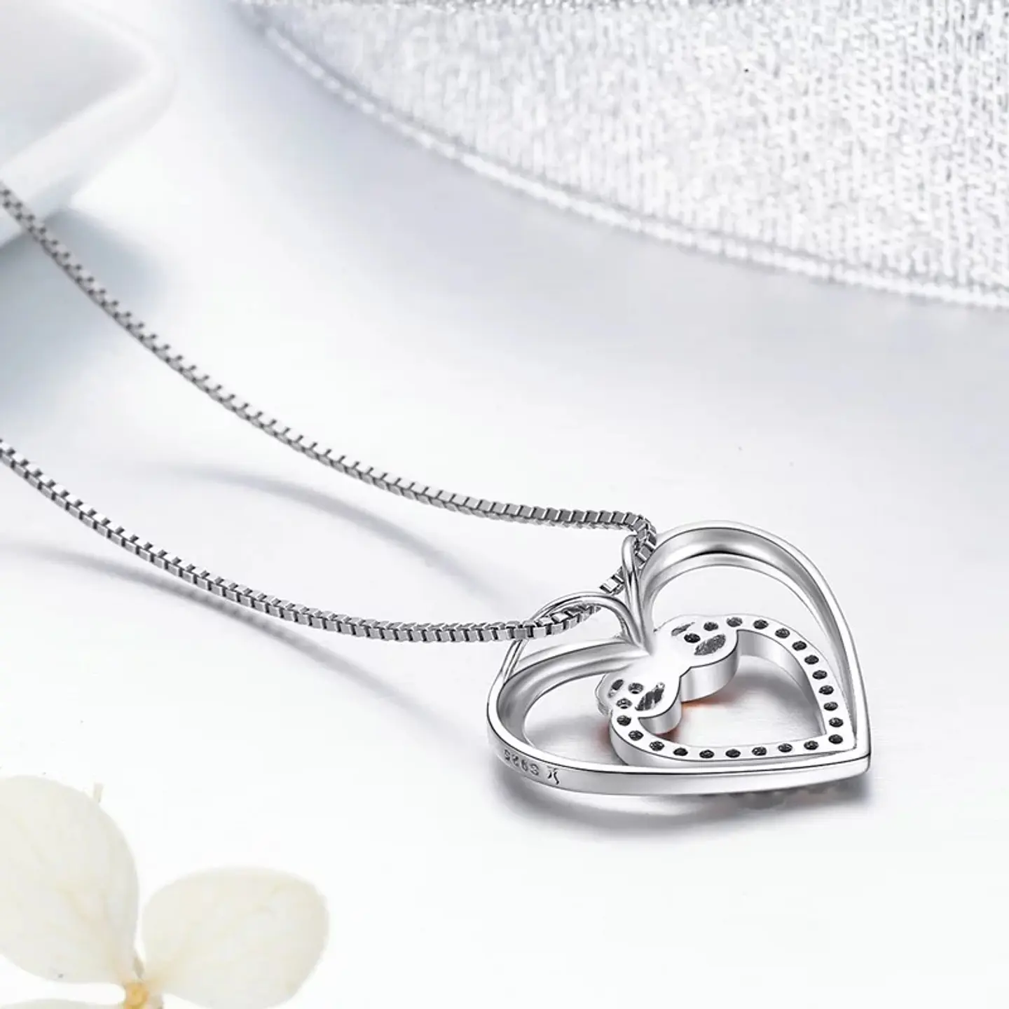 Collar Plata 925 Doble Corazon Infinito 6