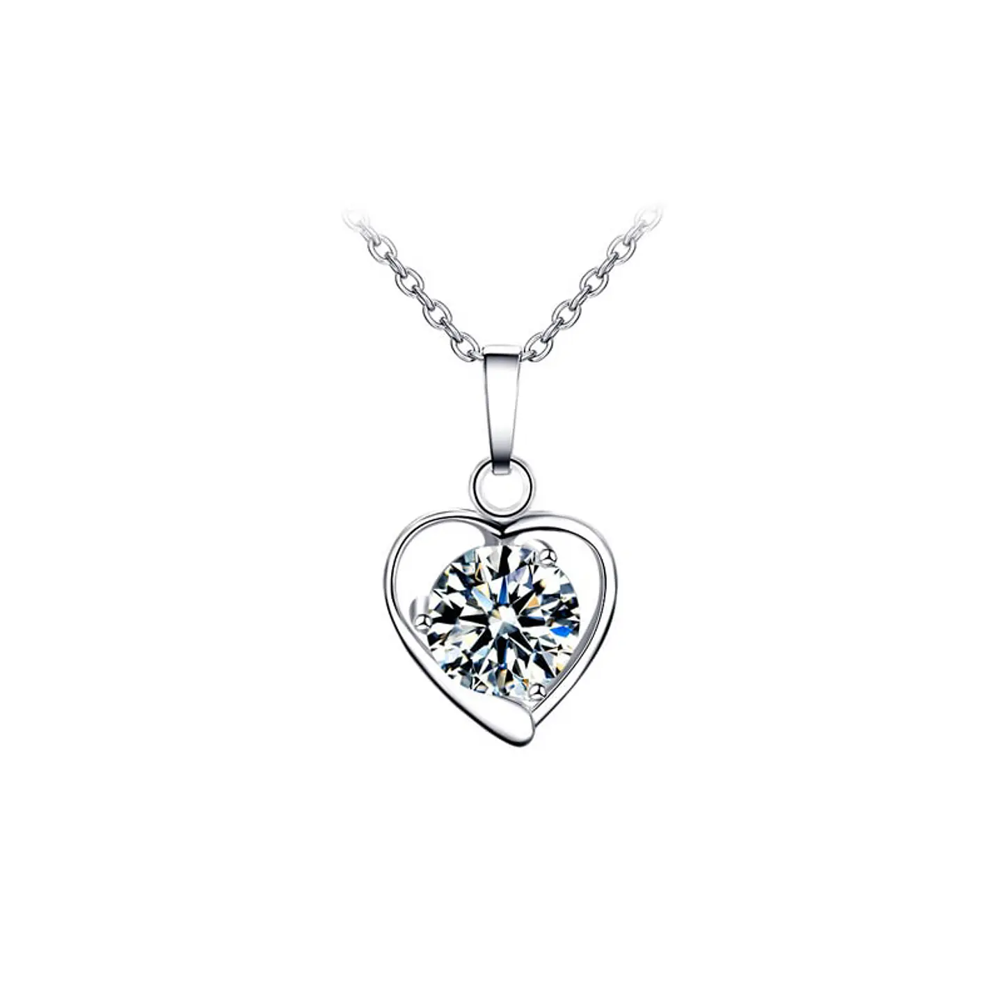 Collar Corazon con Circon Blanco Acero 1