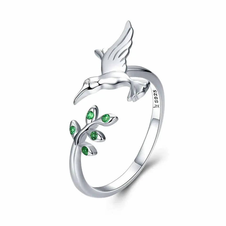 Anillo Plata 925 Colibri Picaflor Ave 1