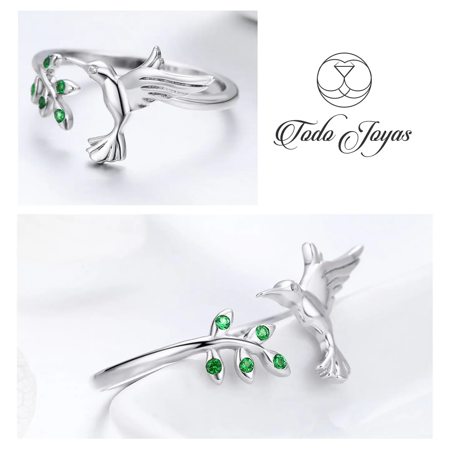 Anillo Plata 925 Colibri Picaflor Ave 2