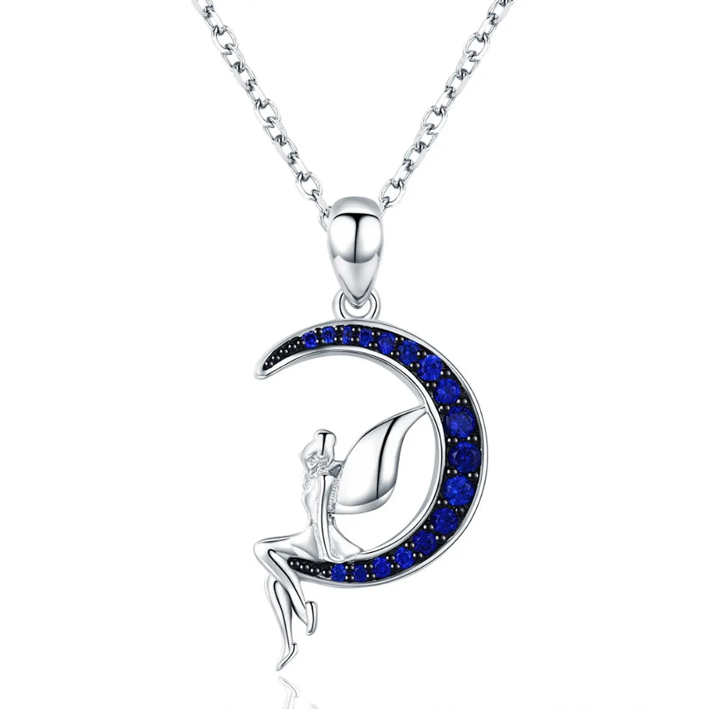 Collar Plata 925 Hada Luna Azul con Circones 1