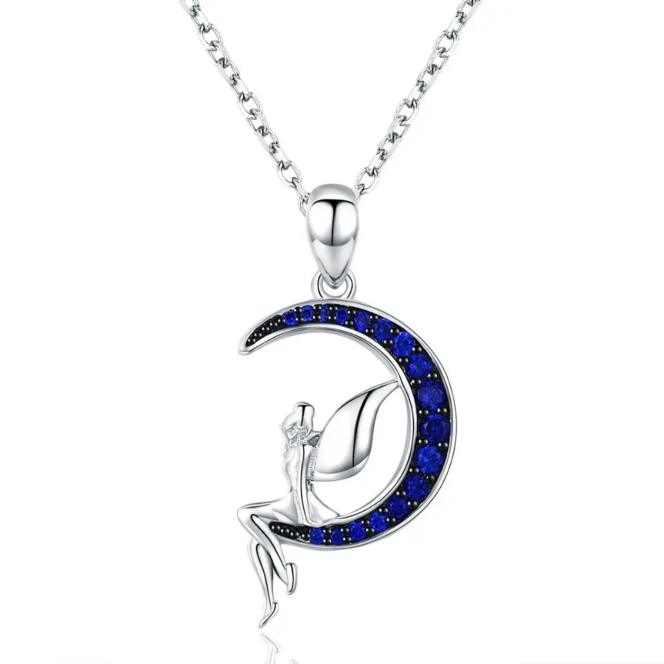 Collar Plata 925 Hada Luna Azul con Circones 1