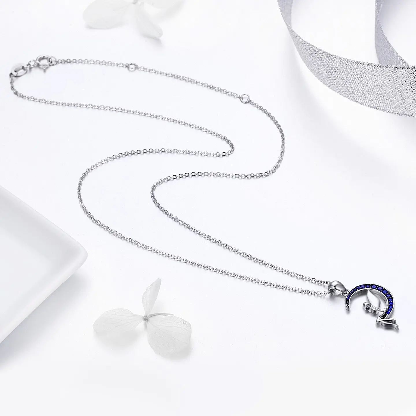 Collar Plata 925 Hada Luna Azul con Circones 2