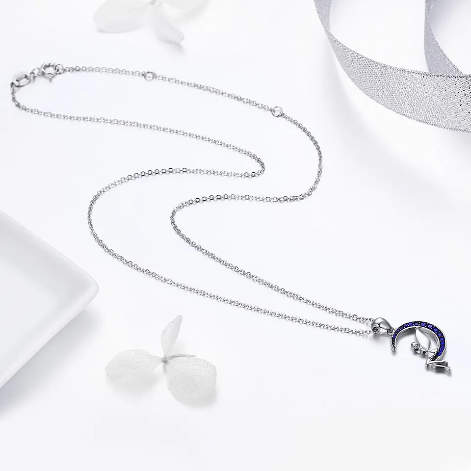 Collar Plata 925 Hada Luna Azul con Circones 2