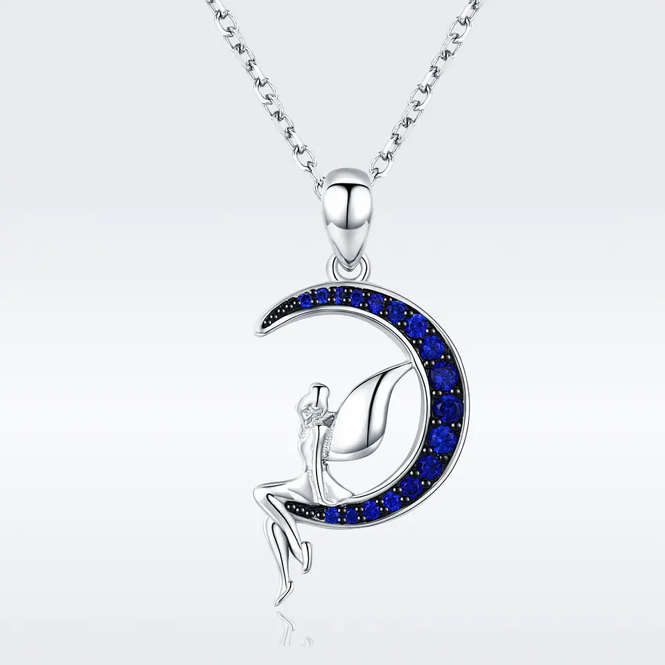 Collar Plata 925 Hada Luna Azul con Circones 3