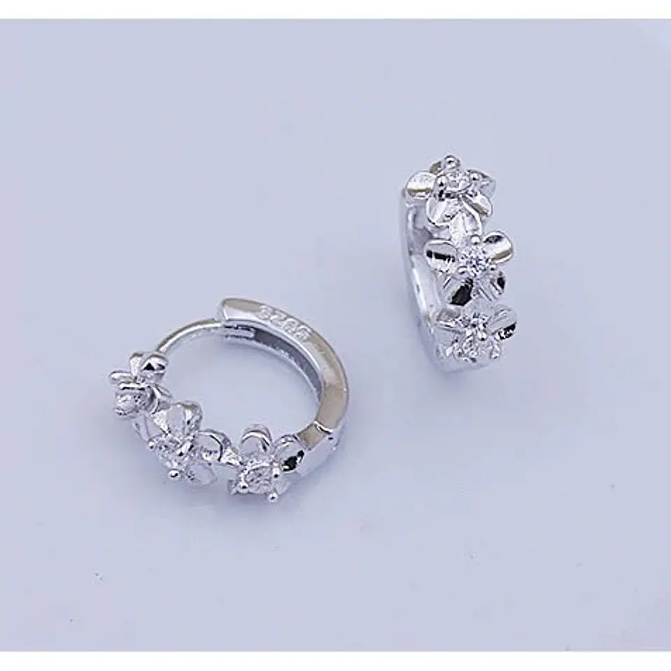 Aros Tres Flores con Circones Plateado 4