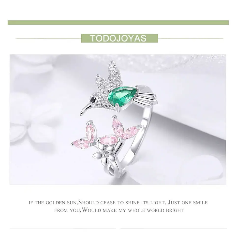 Anillo Plata 925 Colibri Picaflor Circones 2