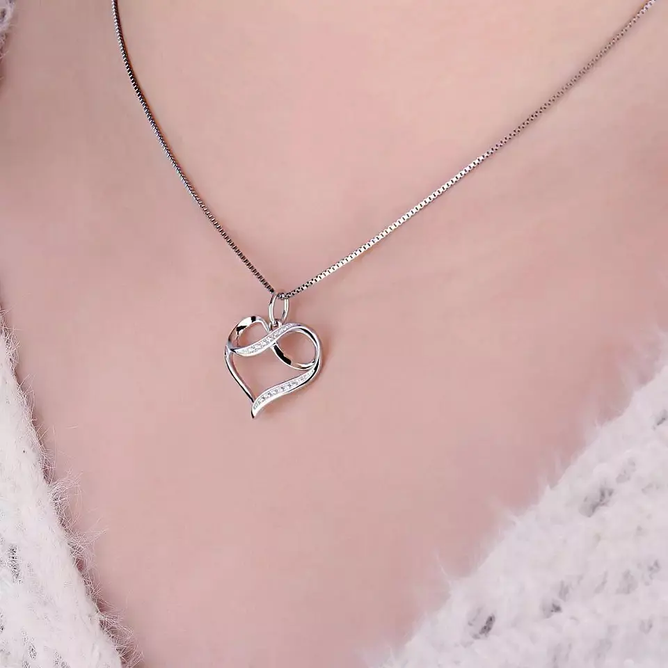 Collar Plata 925 Doble Corazon con Infinito 3