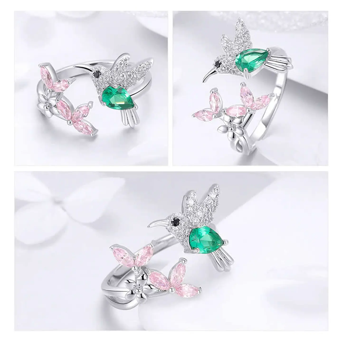 Anillo Plata 925 Colibri Picaflor Circones 4