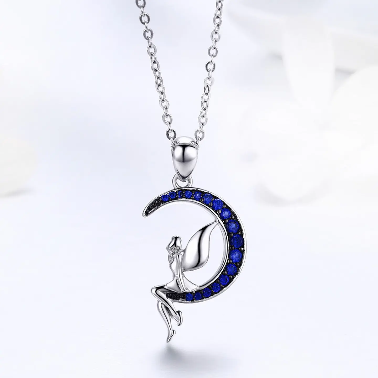 Collar Plata 925 Hada Luna Azul con Circones 5