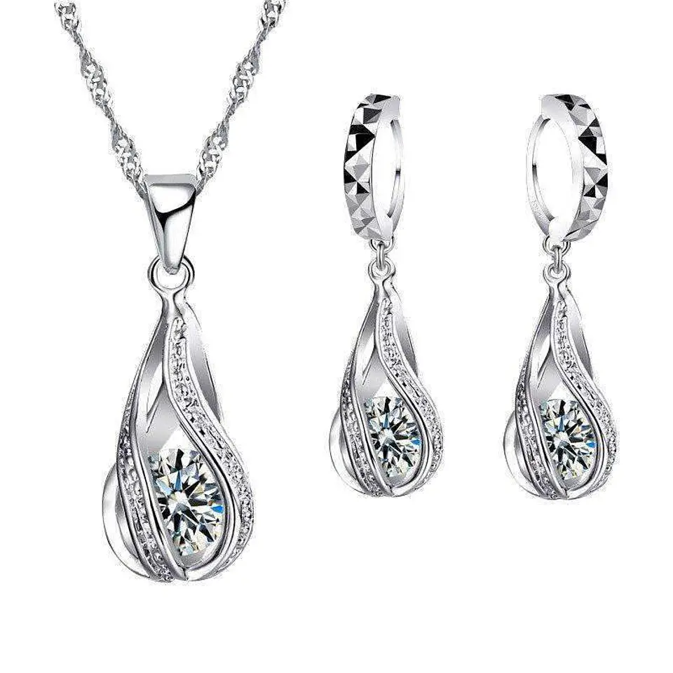 Conjunto Gotas Cristal Plateado 1