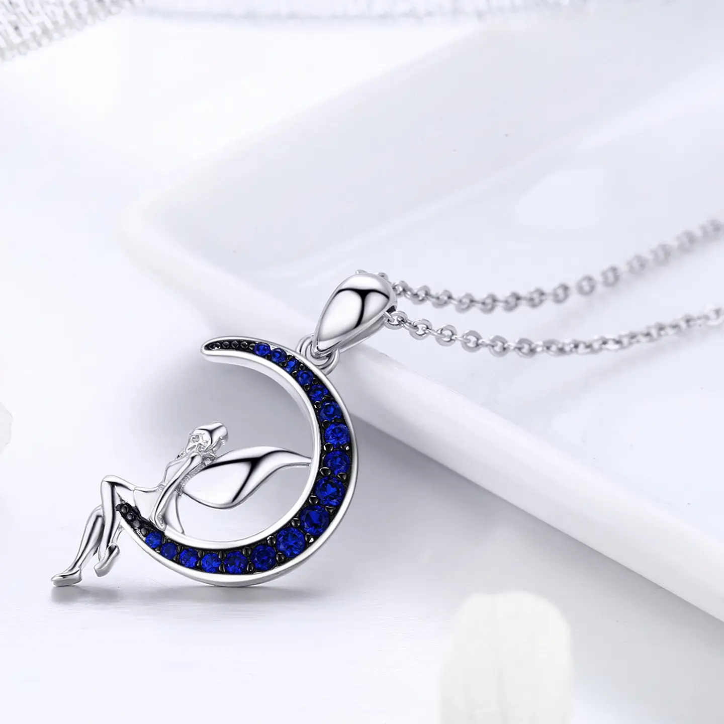 Collar Plata 925 Hada Luna Azul con Circones 6