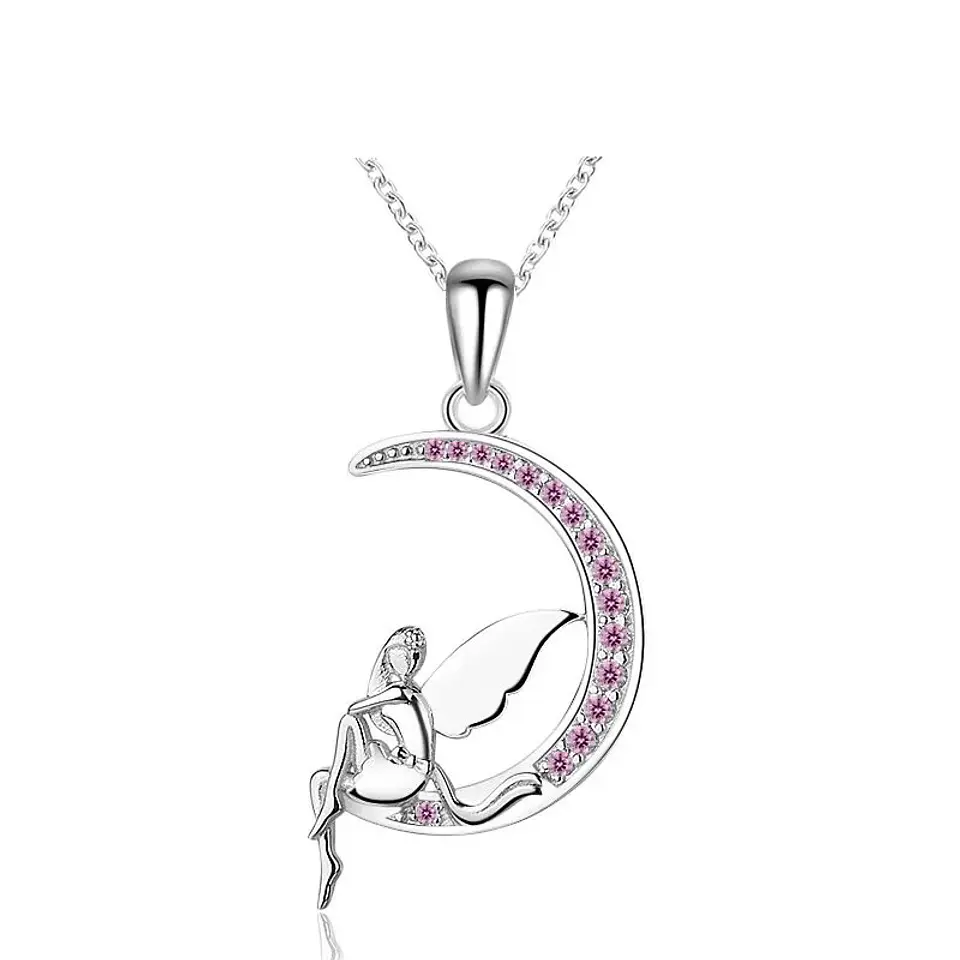 Collar Plata 925 Hada Luna Rosada 1