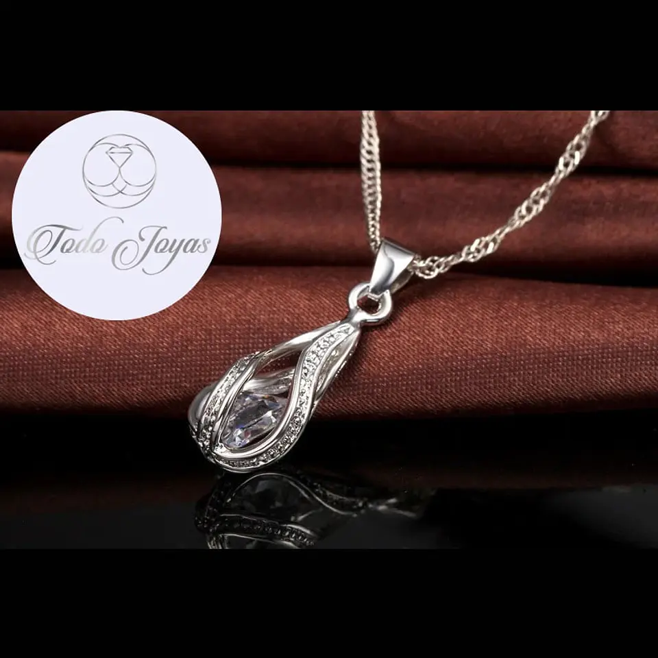 Conjunto Gotas Cristal Plateado 3