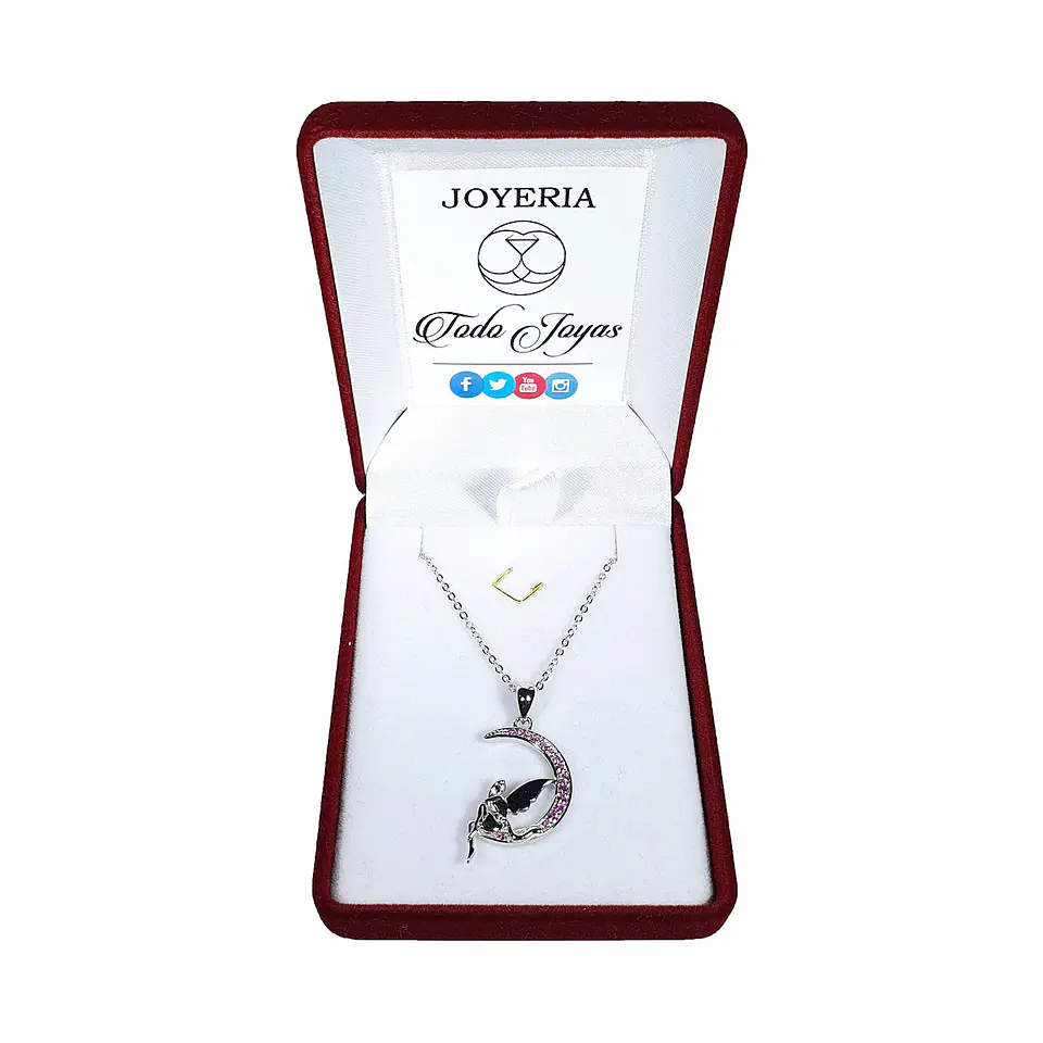 Collar Plata 925 Hada Luna Rosada 2