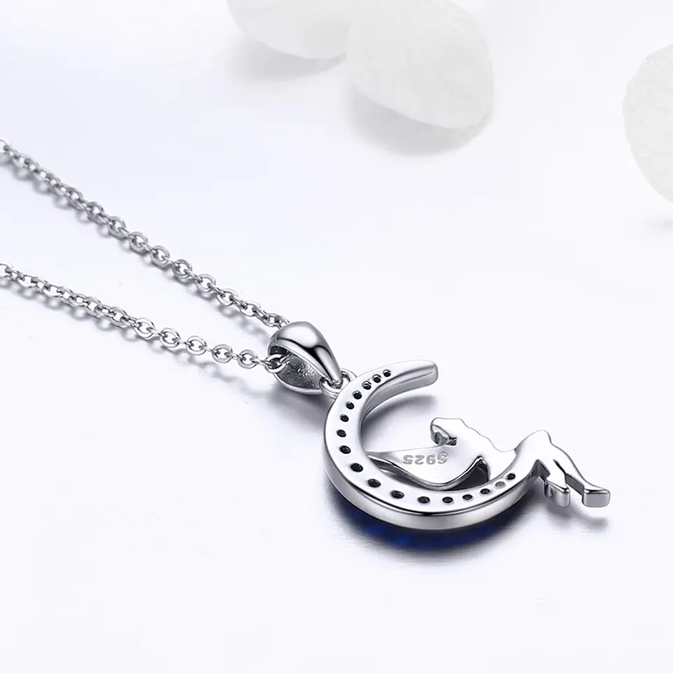 Collar Plata 925 Hada Luna Azul con Circones 7