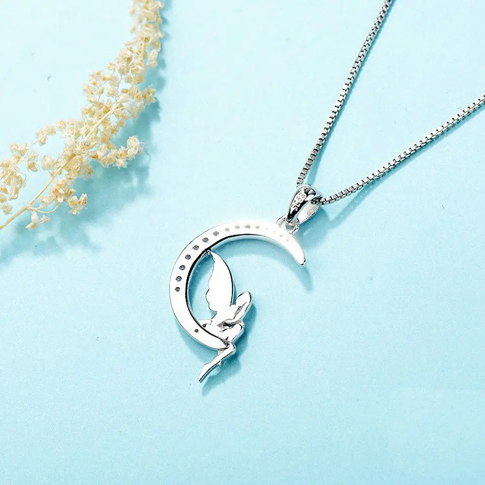 Collar Plata 925 Hada Luna Rosada 3