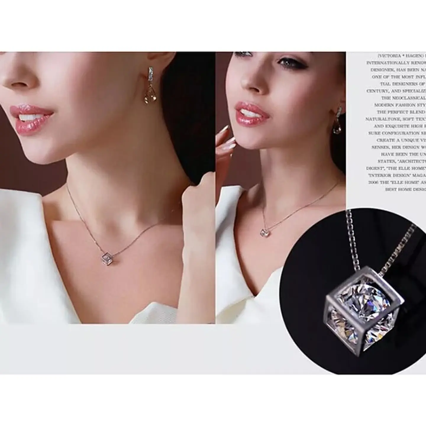 Collar Cubo con Circon Plateado 3