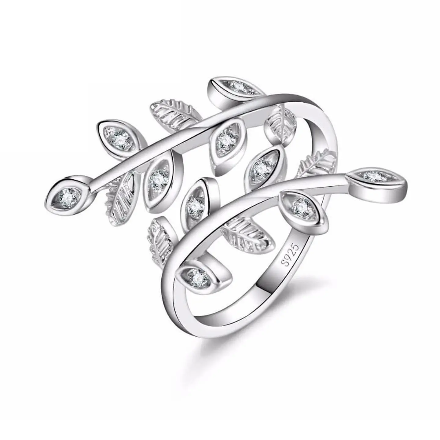 Anillo Hojas Circones Plateado 1