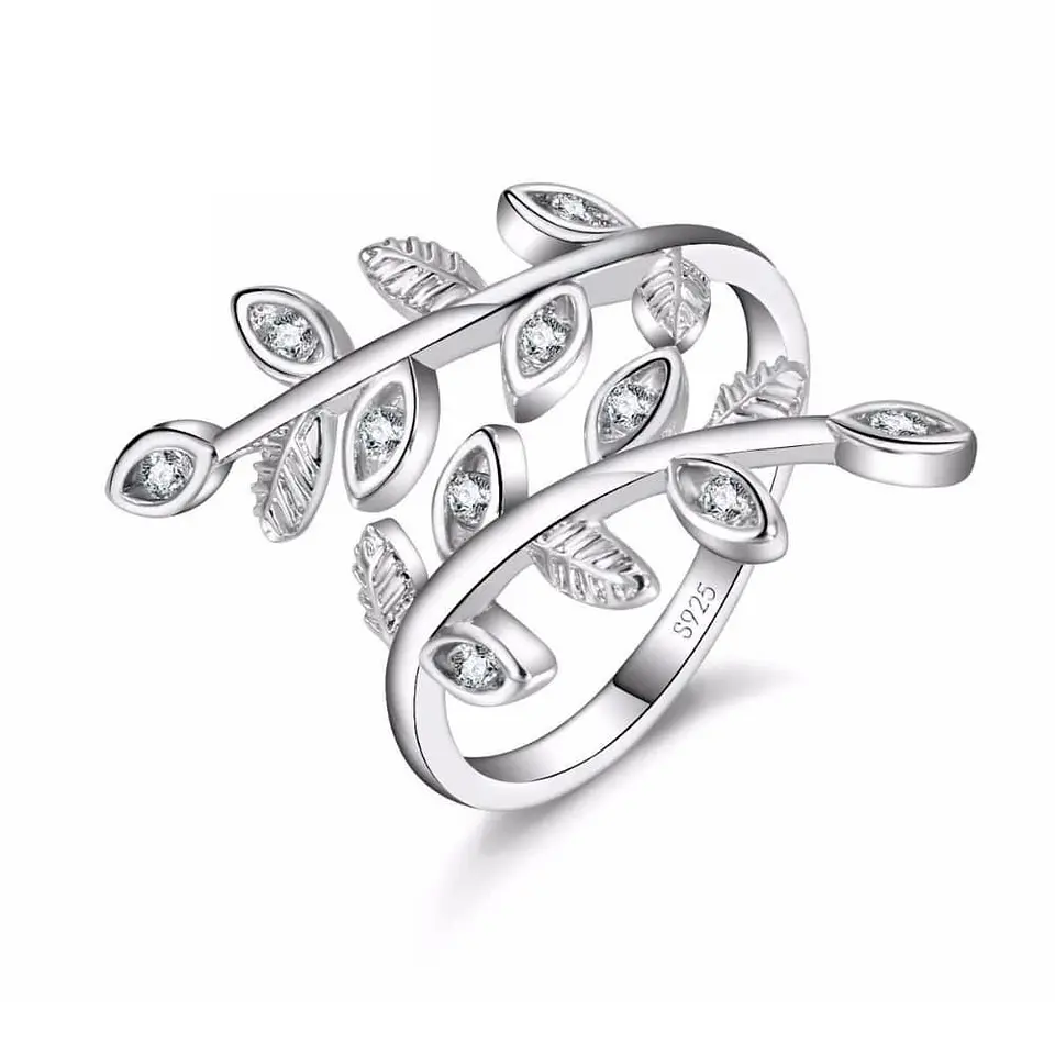 Anillo Hojas Circones Plateado 1