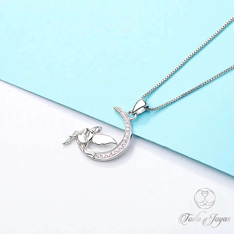 Collar Plata 925 Hada Luna Rosada 5