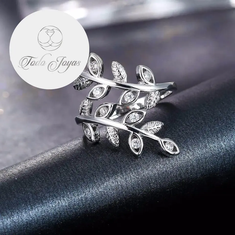Anillo Hojas Circones Plateado 2