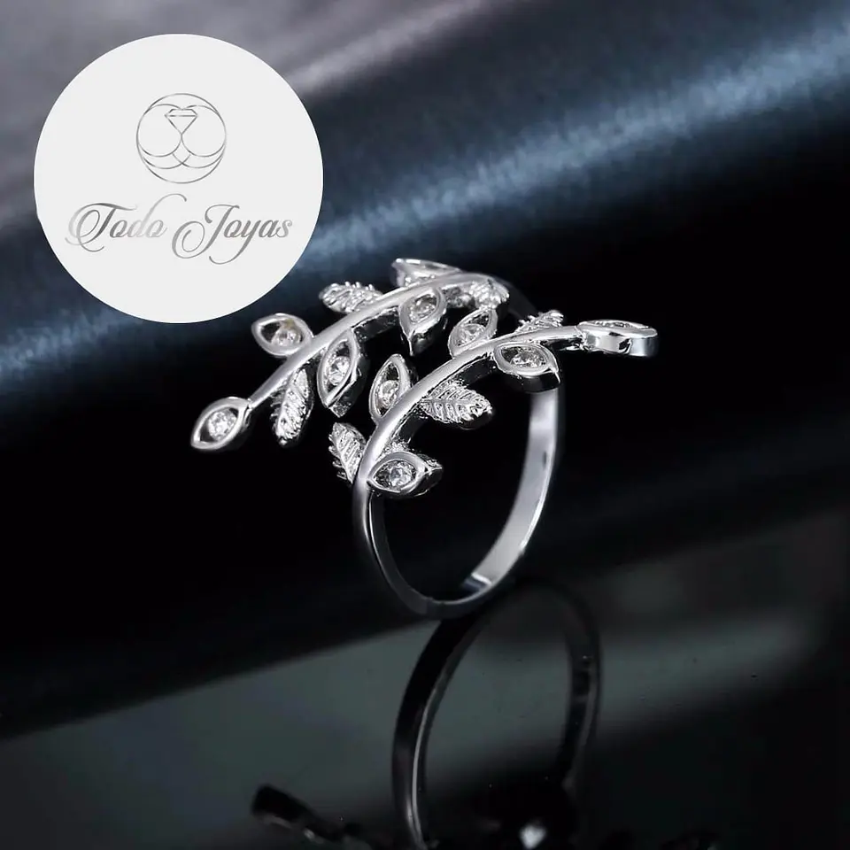 Anillo Hojas Circones Plateado 3