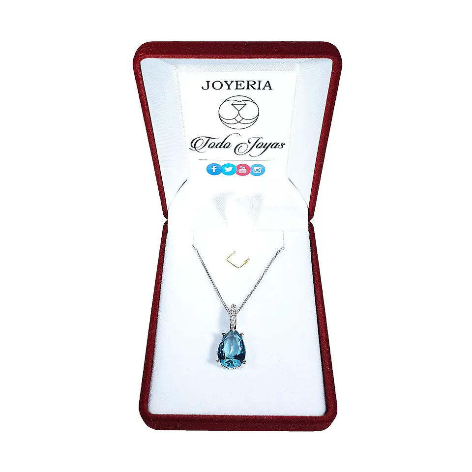 Collar Cristal Austriaco Aquamarine Plateado 2