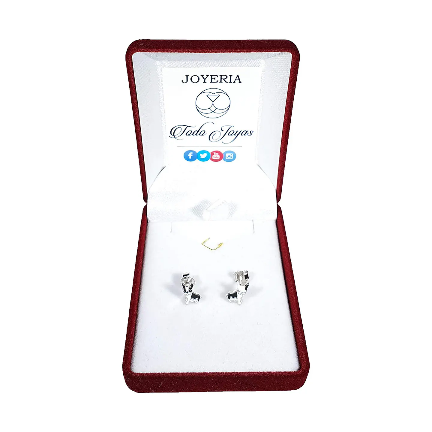 Aros Plata 925 Perro Bulldog Frances 2