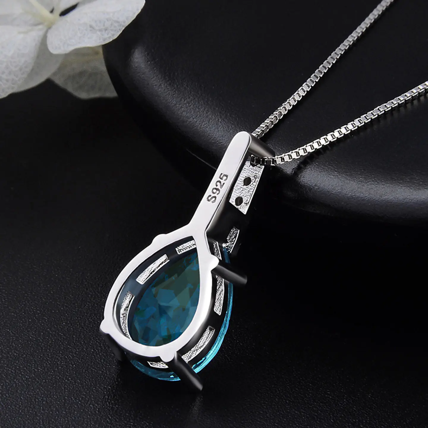 Collar Cristal Austriaco Aquamarine Plateado 6