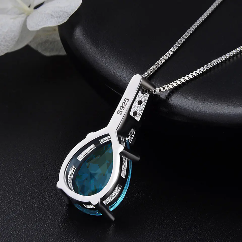 Collar Cristal Austriaco Aquamarine Plateado 6