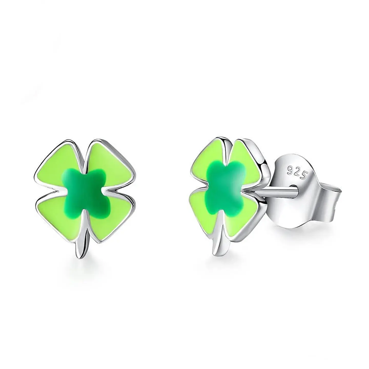 Aros Plata 925 Trebol Verde 1