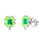 Aros Plata 925 Trebol Verde - Miniatura 1