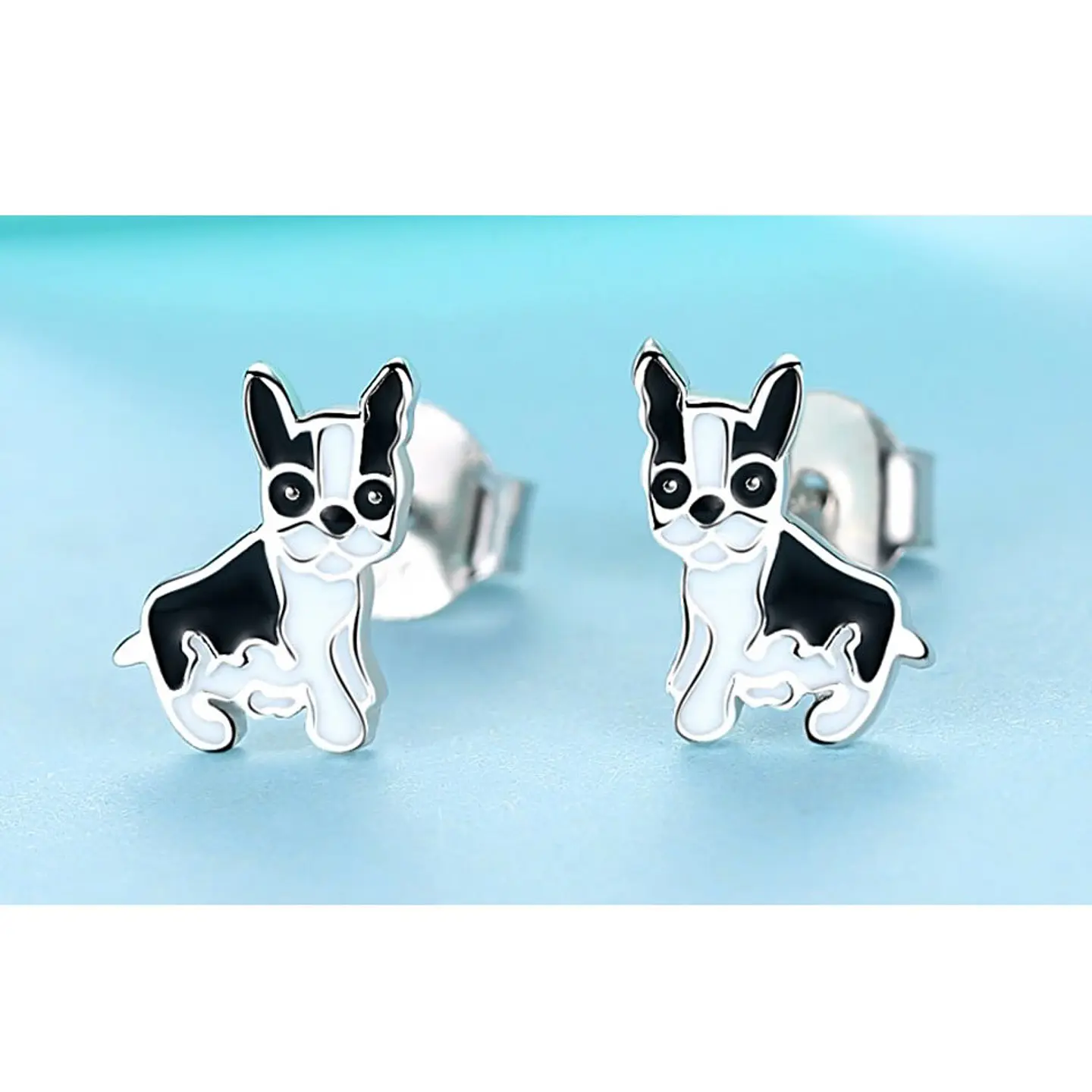 Aros Plata 925 Perro Bulldog Frances 4