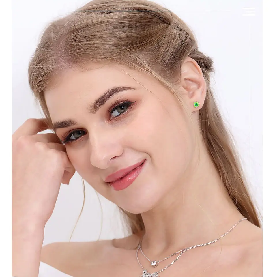 Aros Plata 925 Trebol Verde 3