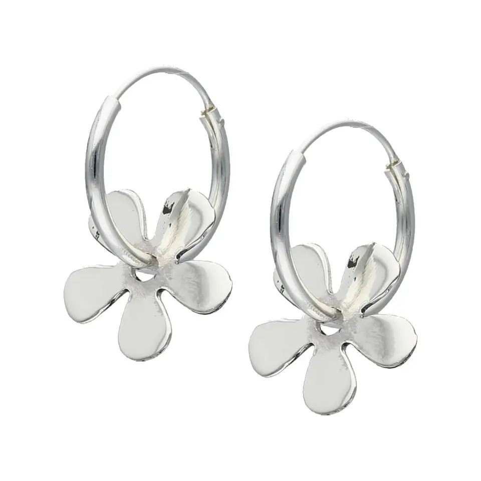Aros Plata 925 Argolla Con Flor 18mm 1