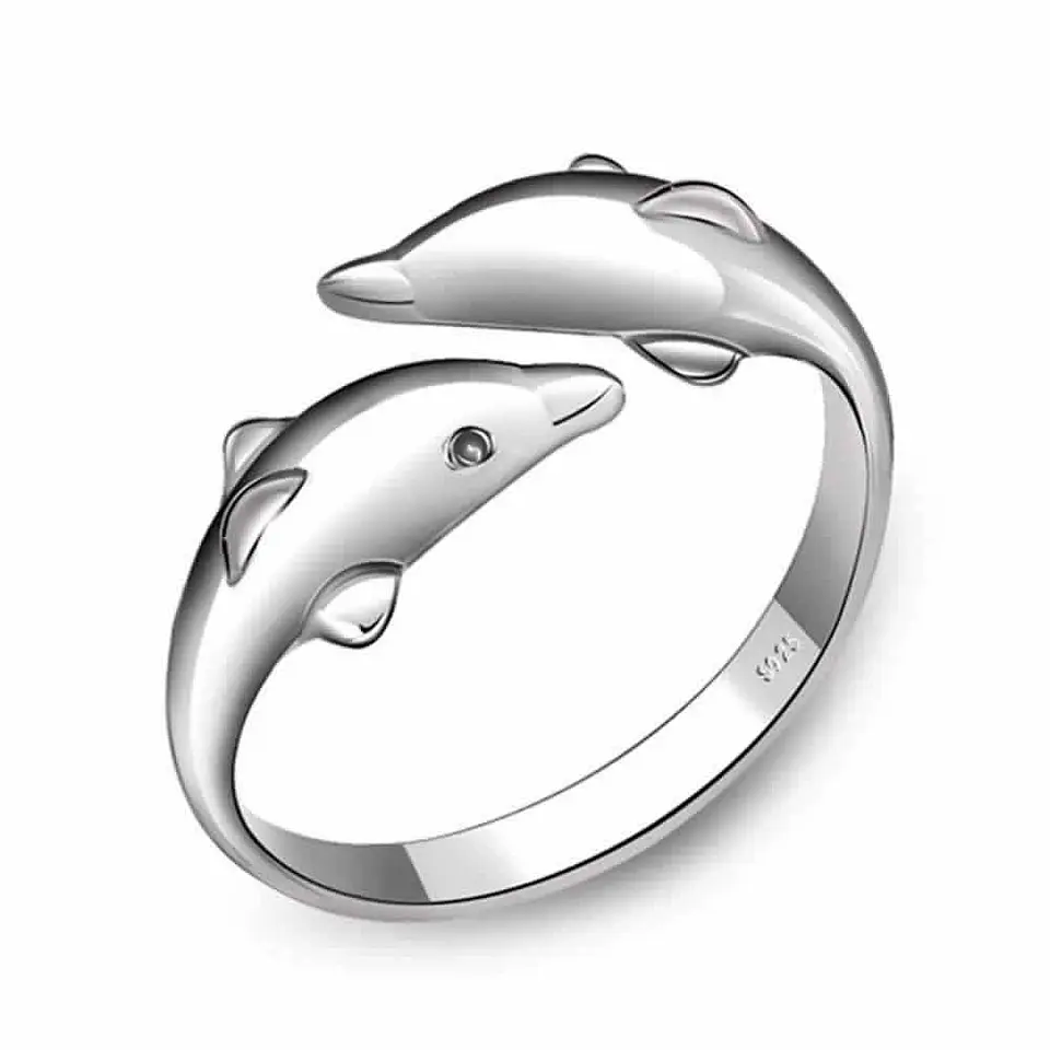 Anillo Delfines Plateado 1