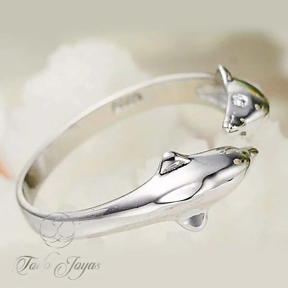 Anillo Delfines Plateado 2